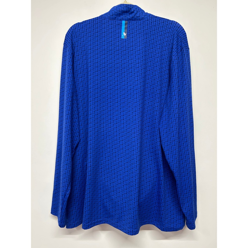 Birdie Bound Golf Quarter Zip Pullover Blue Golf Tee Print Stretch XL - Picture 4 of 4